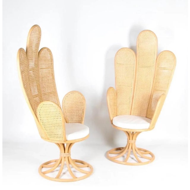Light Yellow Set of Large Rattan and Cane Chairs, 1990s For Sale - Image 8 of 8