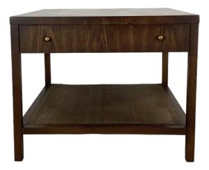 Late 20th Century Mid-Century Modern End Table With Drawer & Shelf