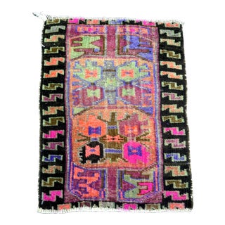 Vintage Multicolor Turkish Small Rug For Sale