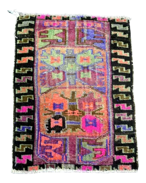 Vintage Multicolor Turkish Small Rug