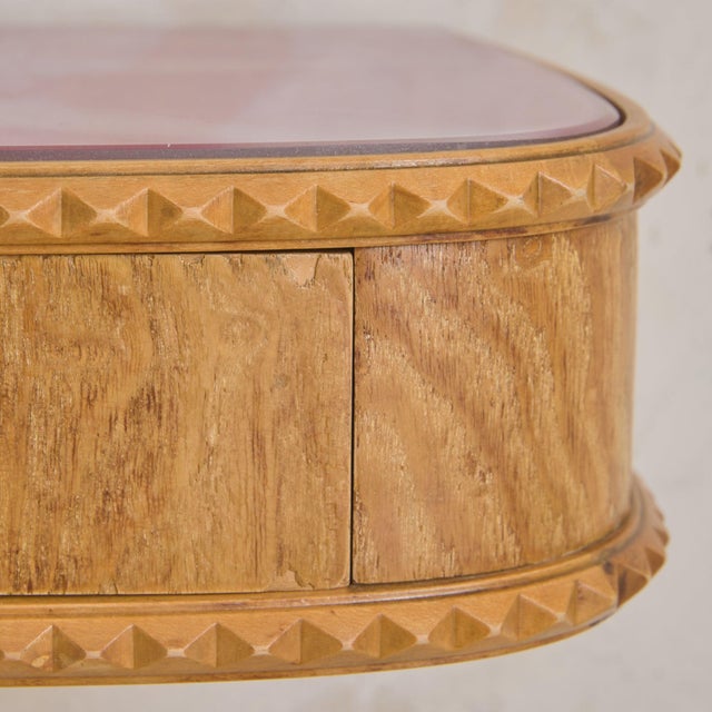 Wood Italian Wall-Mounted Nightstand with Pink Glass Top, 1950s For Sale - Image 7 of 12