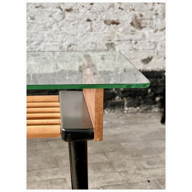 Vintage Mid-Century Wooden Side or Coffee Table with Glass Top For Sale - Image 14 of 18