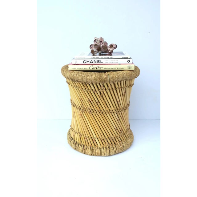 Wicker Reed Stool or Pedestal Drink Table For Sale In New York - Image 6 of 10