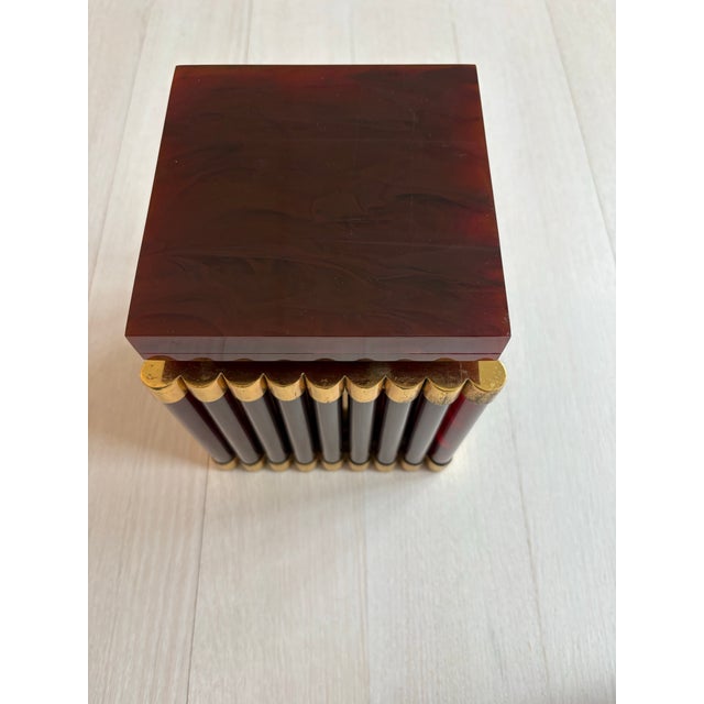 1970s Rare Gabriella Crespi Brass and Lucite Decorative Box With Lid, Signed, Italy For Sale In New York - Image 6 of 11