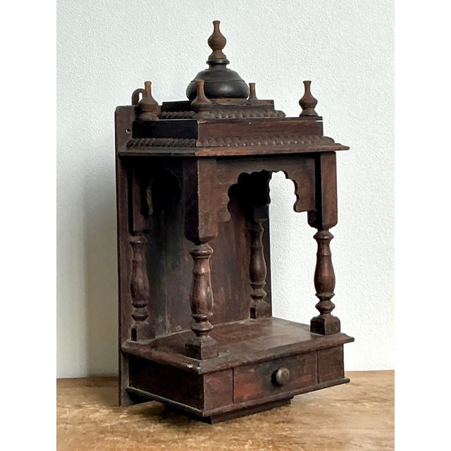 English Vintage Boho Carved Wood Altar For Sale - Image 3 of 12