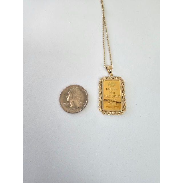 10 Gram Pamp Suisse Gold Bar with Rope Bezel 16" For Sale In Los Angeles - Image 6 of 9