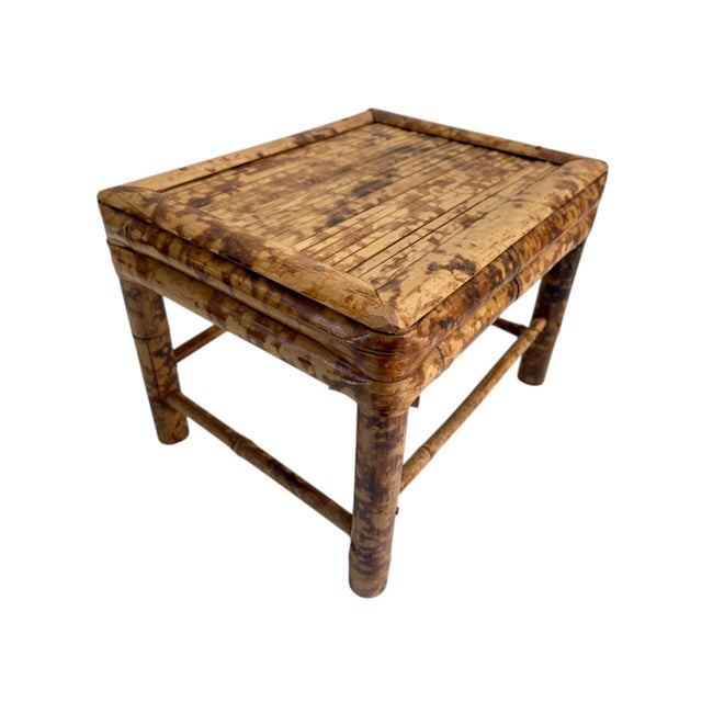 Vintage Tortoiseshell bamboo low stool or stand. Great for display! Made in Peoples Republic of China, Circa 1970s.