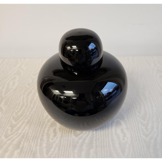 Afra & Tobia Scarpa Venini Murano Opaco Black Vase With Cap by Tobia Scarpa For Sale - Image 4 of 13