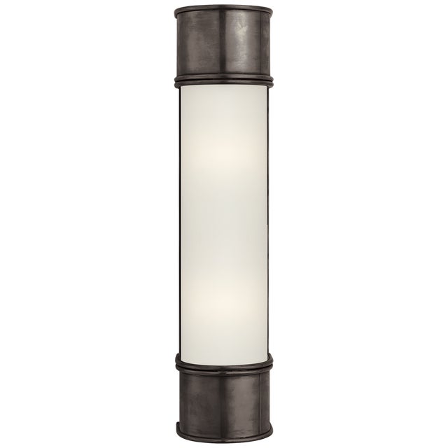 Chapman & Myers for Visual Comfort Signature Oxford 18" Bath Sconce in Bronze with Frosted Glass For Sale