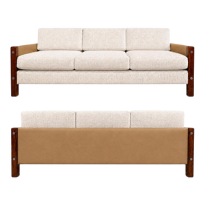Sergio Rodrigues "Millor" Sofa in Rosewood, Leather & Textured Fabric, Brazil, 1960s