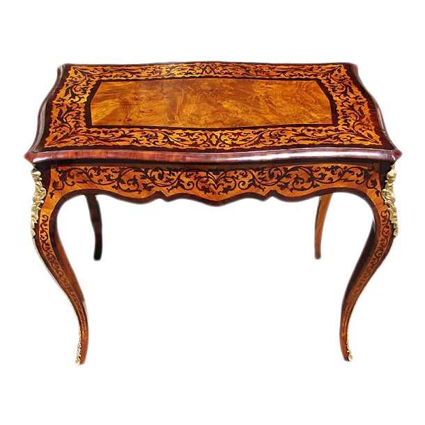 19th C Italian Walnut Marquetry Table For Sale