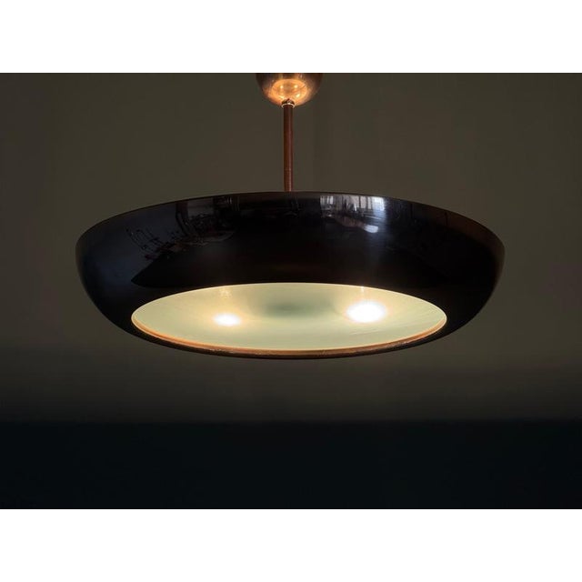 Bauhaus UFO Pendant Light in Copper by Josef Hurka, 1930s For Sale - Image 11 of 12