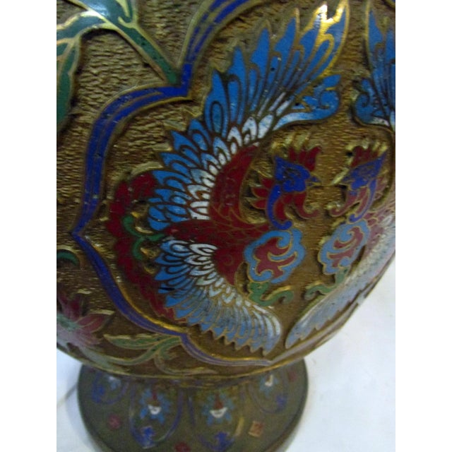 Early 20th Century Champlevé Enamel and Bronze Large Vase For Sale In Savannah - Image 6 of 13