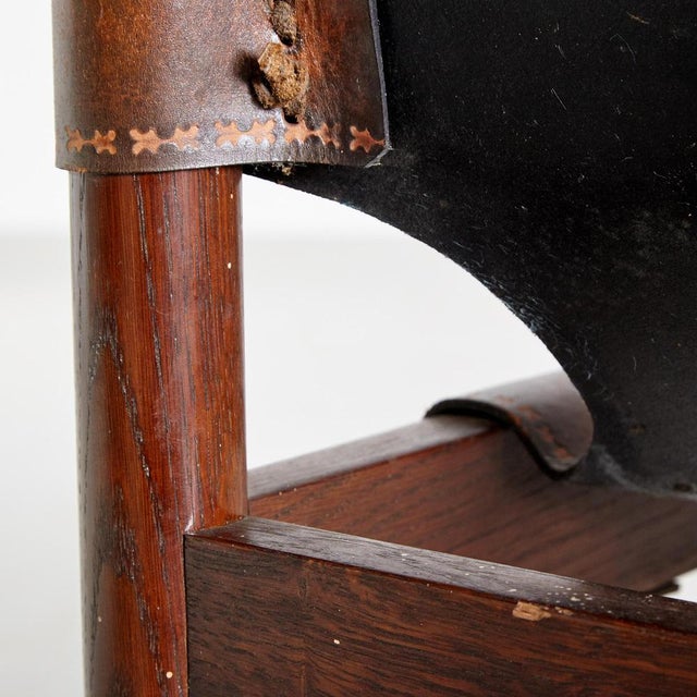 Brown Oak Lounge Chair, 1970s For Sale - Image 8 of 9