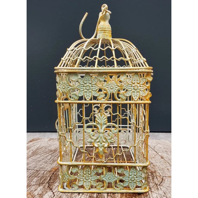 Small French Square Metal Bird Cage For Sale - Image 6 of 7