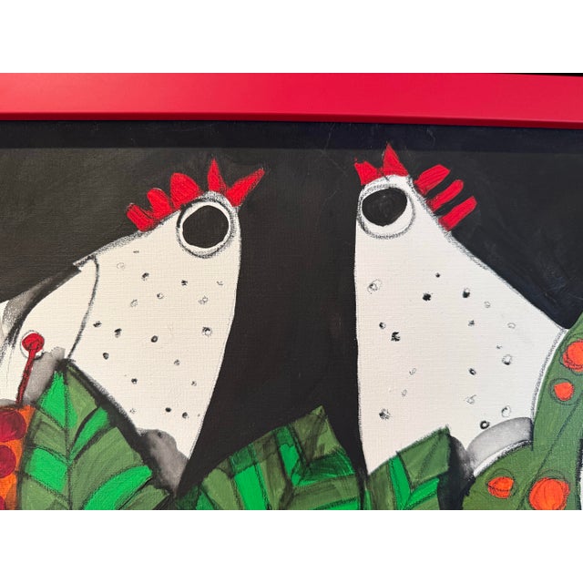 Scarlet Whimsical Original Oil Painting “A Couple in Love” by Argentine Artist Florencia Troisi For Sale - Image 8 of 13