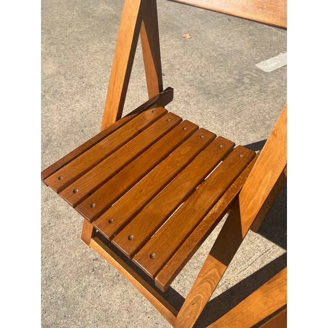 Wood Set of 4 Aldo Jacober for Alberto Bazzani Folding Chairs For Sale - Image 7 of 12