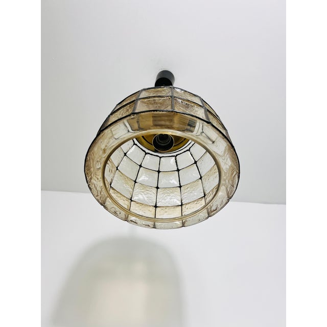 Glashütte Limburg Large Mid-Century Iron and Glass Pendant Lamp by Glashütte Limburg, 1960s For Sale - Image 4 of 8