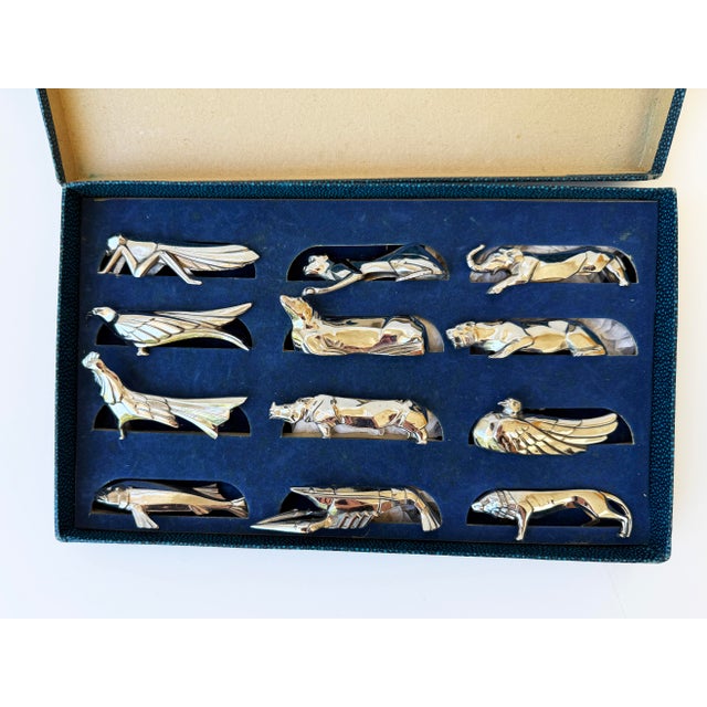 Silver Set of 12 Art Deco Silver-Plated Figural Knife Rests, in the Manner of Christofle For Sale - Image 8 of 10