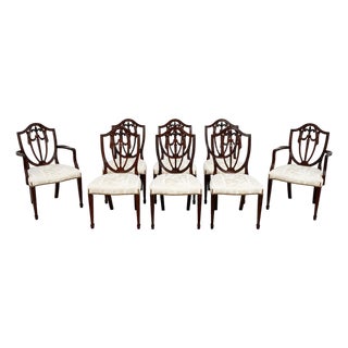 Set of 8 Kindel Mahogany Shield Back Dining Chairs For Sale