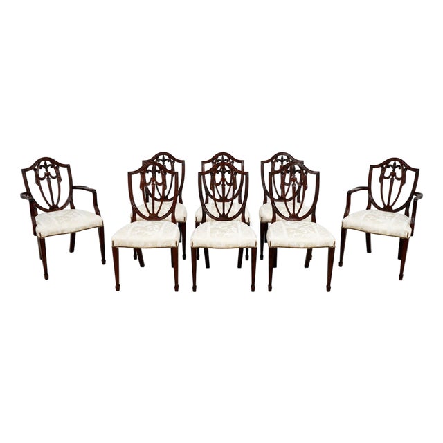 Set of 8 Kindel Mahogany Shield Back Dining Chairs For Sale