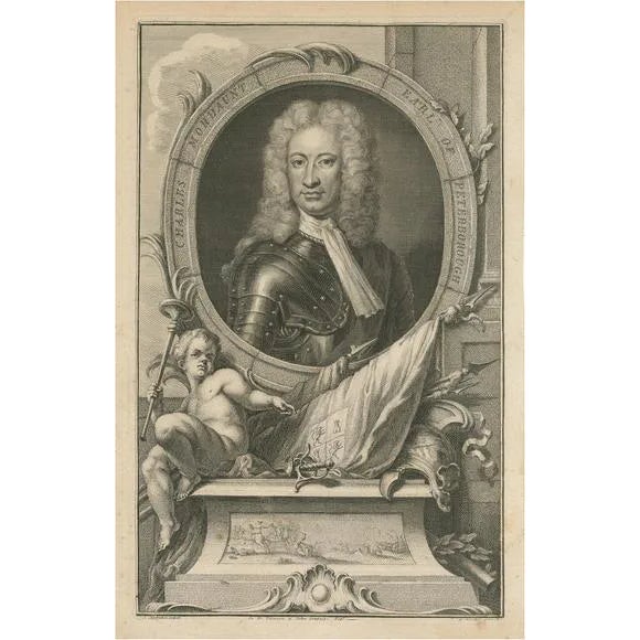 Jacobus Houbraken, Antique Portrait of Charles Mordaunt, 3rd Earl of Peterborough, Print For Sale