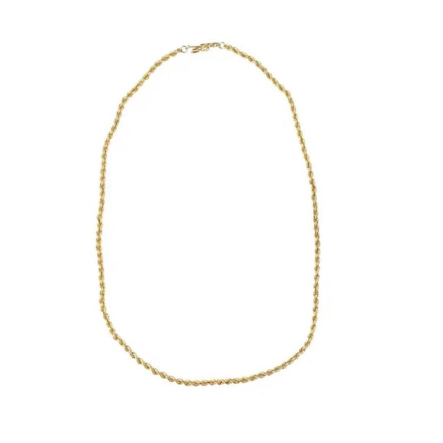 Classic 14k Yellow Gold Twisted Rope necklace. Secure barrel clasp. Approximately 13.45 grams TW. Approximately 18 inches...