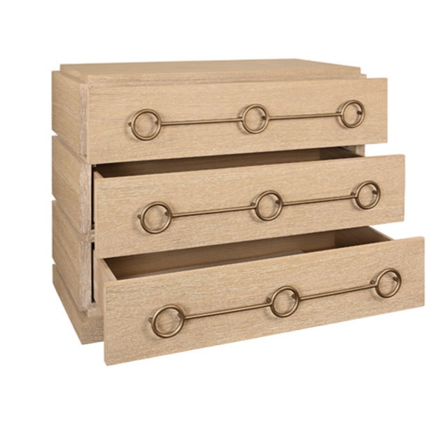 Not Yet Made - Made To Order Matthew Izzo Home Roderick Cerused Oak Three Drawer Chest With Brass Accents For Sale - Image 5 of 9