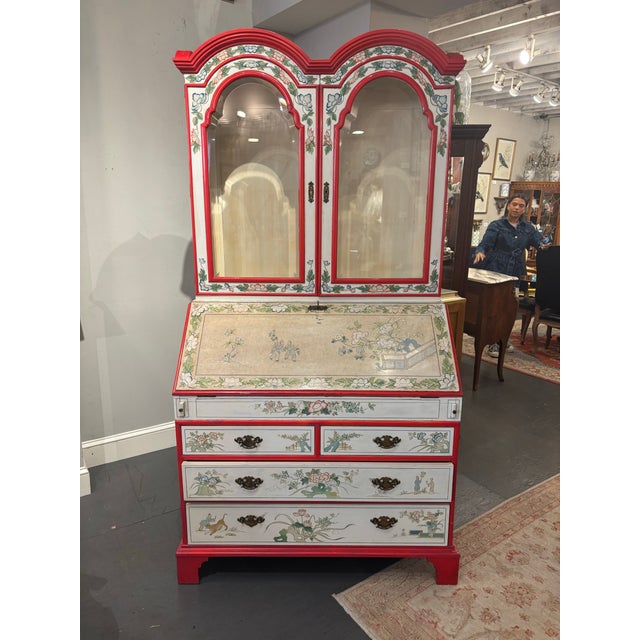 Late 20th Century 20th Century Vintage Hand Painted Chinoiserie Secretary For Sale - Image 5 of 7
