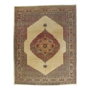 Antique Tabriz Carpet, Hadji Jalili Persian Rug, Earth Tones, Ivory, Terracotta