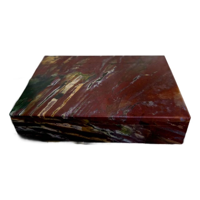Italian Red Jasper Stone Box c.1950. For Sale