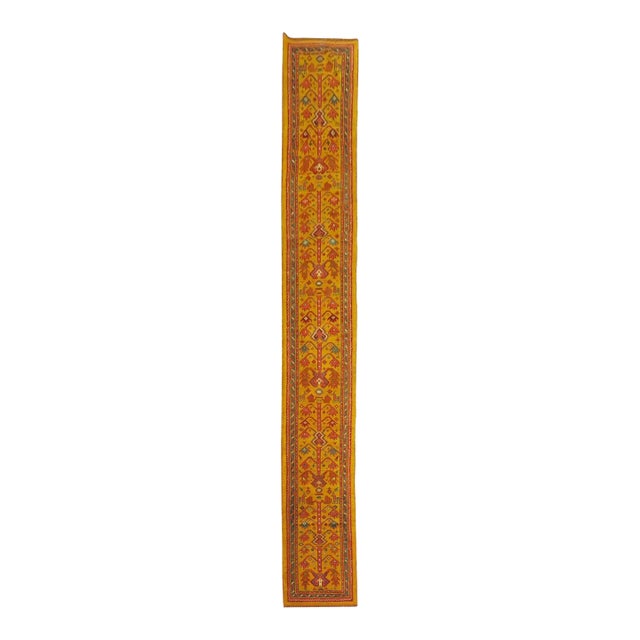 Antique Zabihi Collection Narrow Long Turkish Oushak Runner - 2'1" x 16' For Sale