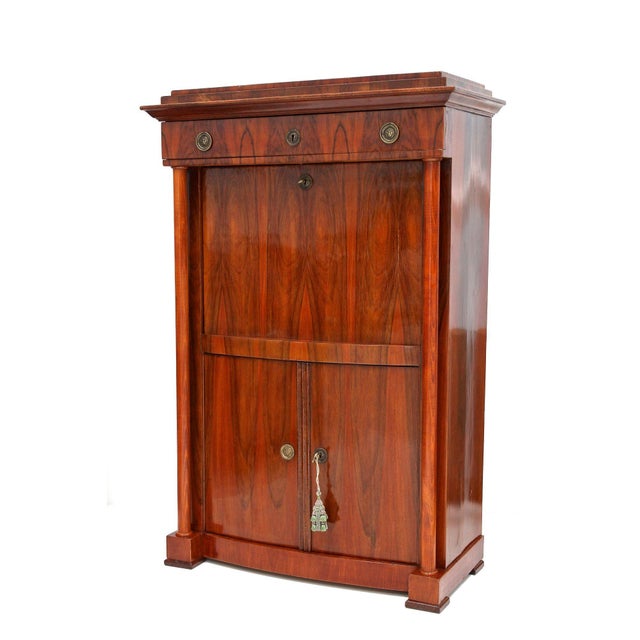 Antique Biedermeier Nutwood Secretary, 1825 For Sale - Image 14 of 18