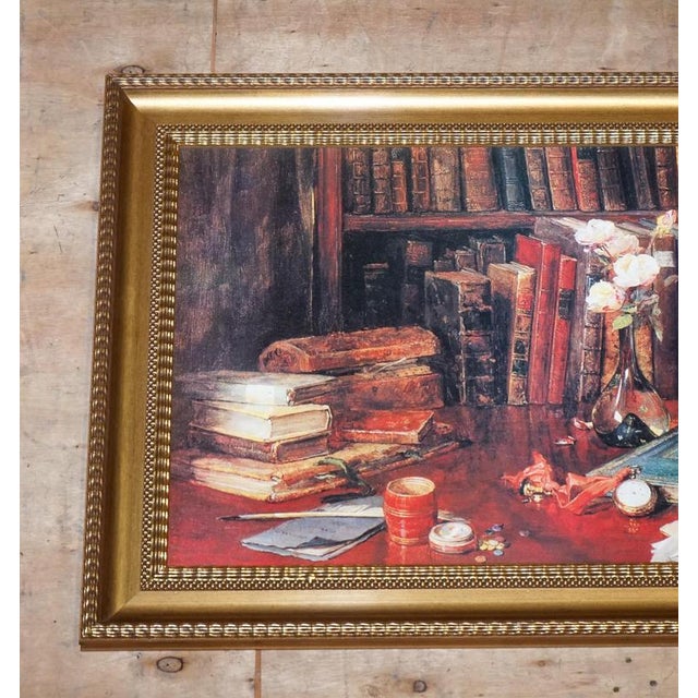 Antiques of London A striking vintage print depicting a sophisticated library setting, rich in atmosphere and timeless...