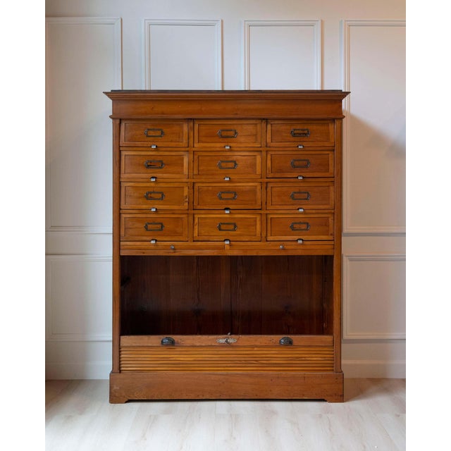 Early 20th Century Italian Wooden Filing Cabinet with Tambour Door For Sale In Atlanta - Image 6 of 18