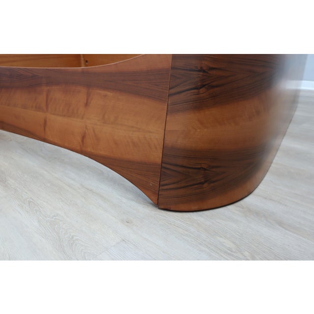 Italian Curved Walnut Bed Frame with Storage Headboard, 1970s For Sale - Image 16 of 18