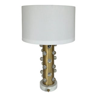 Revelation Modern Satin Brass and Crystal Bubble Glowing Table Lamp For Sale