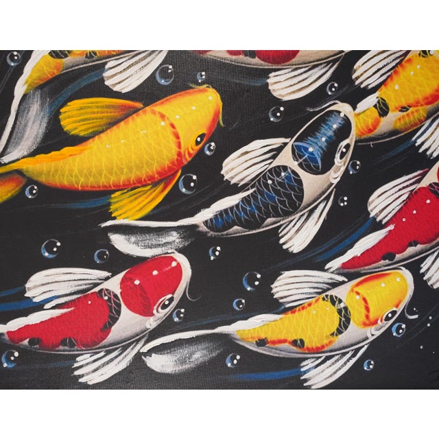 Contemporary "Fish 2 (The Keeper's Tribute)" Contemporary Koi Painting by Joffer Jhon, Framed For Sale - Image 3 of 3