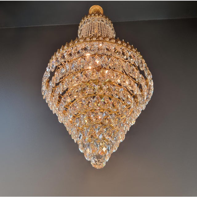 2020s Empire Style Crystal Basket Chandelier Handcrafted Crystal Ornamentation For Sale - Image 5 of 11