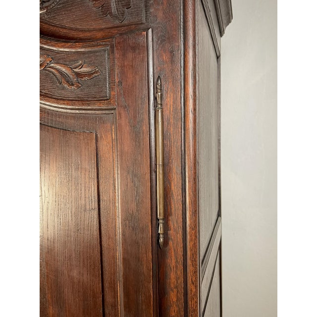 Antique French Provincial Carved Oak Bonnetière Cabinet For Sale - Image 10 of 14