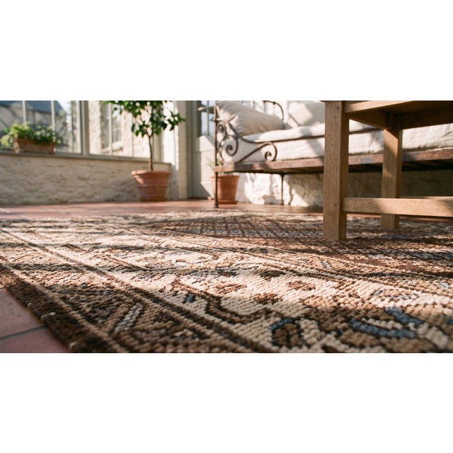 Brown 1940s Multicolor Geometric Tribal Antique Persian Malayer Rug 3' 0" X 5' 10" Handknotted Wool Carpet For Sale - Image 8 of 8