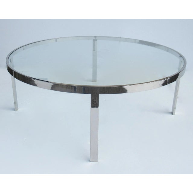 Mid-Century Modern Vintage. C1970-1979 Milo Baughman Large Polished Round Chrome Coffee/Cocktail Table For Sale - Image 3 of 13