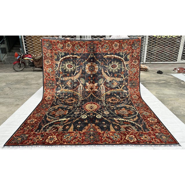 Navy Sultani Area Hand-Knotted Wool Rug - 10'0" X 8'1" For Sale - Image 4 of 15