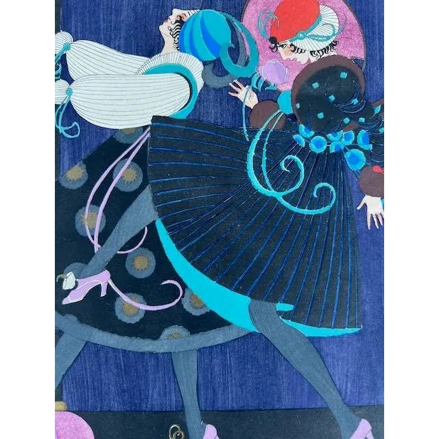 Printmaking Materials Les Danseuses (The Dancers) - Hand Colored Lithograph in the Style of George Barbier For Sale - Image 7 of 7