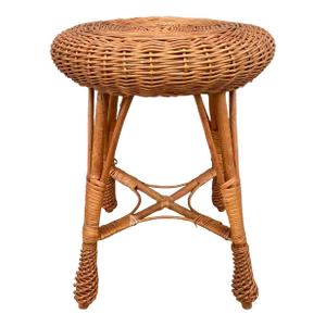 1970s Wicker Stool or Plant Stand