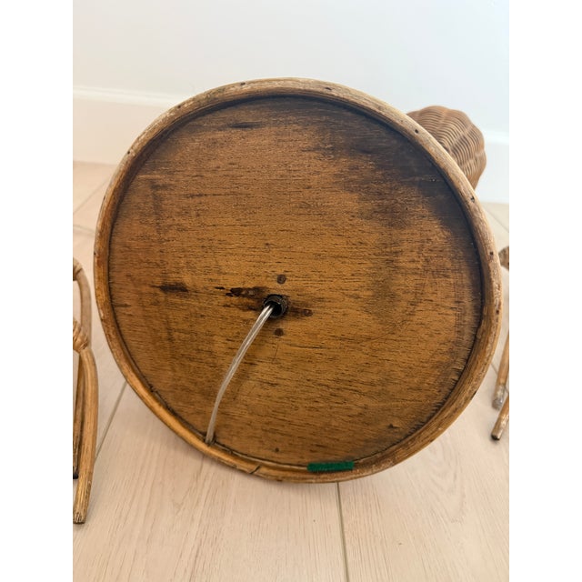 Vintage Split Reed Palm Tree Table Lamp For Sale - Image 9 of 11