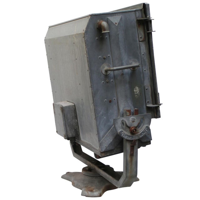 French Airport Spotlight Floor Lamp in Blue Grey Metal and Glass For Sale - Image 6 of 10