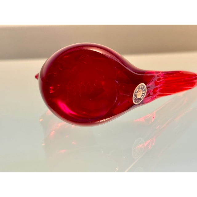 Transitional Vintage Swedish Glass Cardinal - Signed For Sale - Image 3 of 5