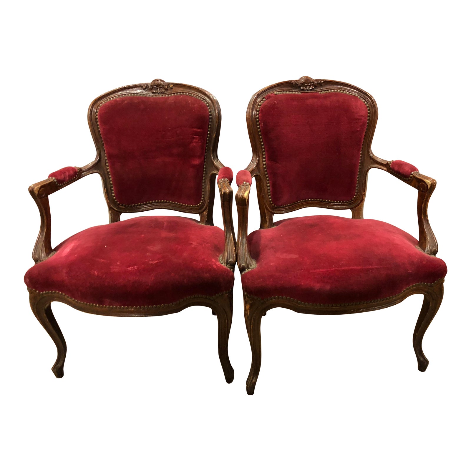 19th Century Louis XVI Red Velvet Chairs a Pair Chairish