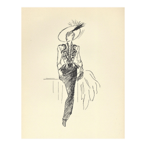 1946 Balmain Fashion-"Nuit De Longchamp", by Gruau, Matted